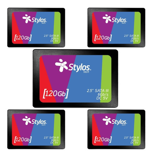 Kit 5 Discos Sólido Ssd Interno Stylos Stmssd1b 120gb Color Negro