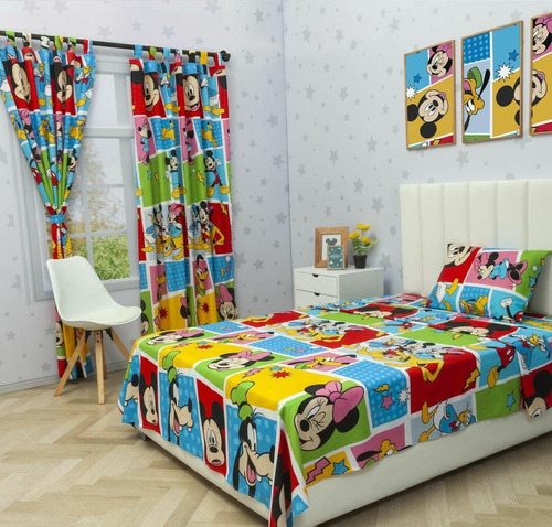 Sábanas Infantiles Con Cortinas. Cama Sencilla