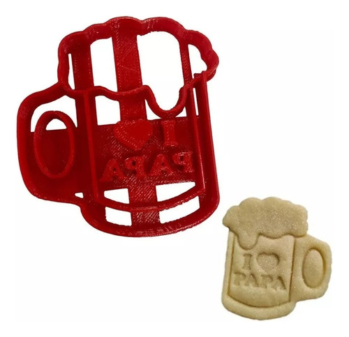 Cortante Plastico 3d Galletitas - Vaso De Cerveza Love Papá