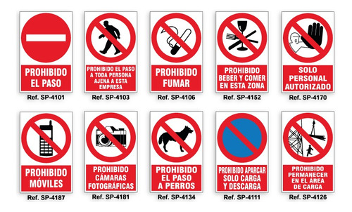 Paquete 10 Señalamientos De Prohibición En Coroplast 20x30cm