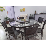 Conjunto De Mesa 1,20 Diâm + 06 Cadeiras +prato Giratório 