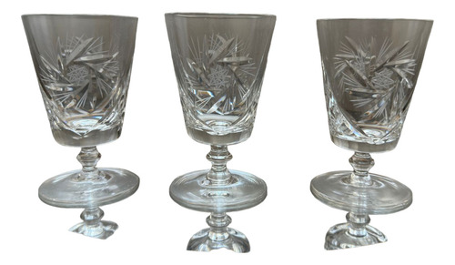 Antiguo Trío De Copas Cristal Bohemia (república Checa)