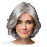 Peluca Rizada Corta Pelo Gris Plata Bob Cosplay Anciana [s]