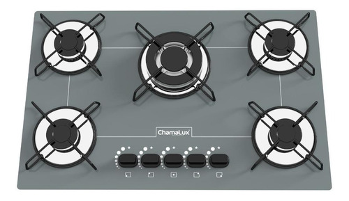 Fogão Cooktop Gás Chamalux Luana 5 Bocas Tripla Chama Prata 110v/220v