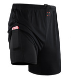 Gimnasio Short Deportes 2 En 1 Hombre Running Doble Capa