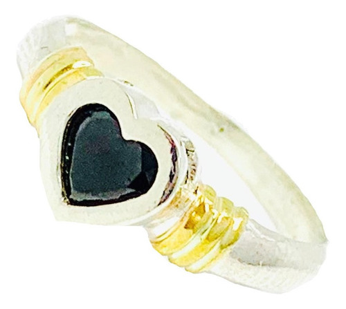 Anillo Corazon 8mm De Plata Y Oro Ideal Para Regalar Ap 133