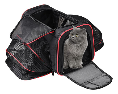 Maleta Transportador Expandible Gatos Rojo