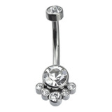 Piercing Umbigo Indiano De Titânio Pedra Cristal E Zircônias