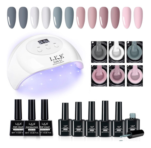 Kit De Esmalte Uñas De Gel Con Luz Uv Lámpara De Uñas 72 W