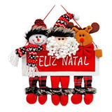 Placa Feliz Natal Papai Noel Boneco De Neve Rena Decorativa