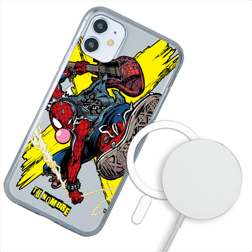 Funda Para iPhone Magsafe Spiderman Spiderpunk Con Nombre