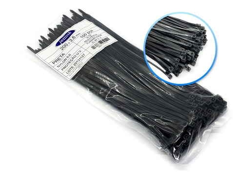  Kit Abraçadeiras Nylon Enforca Gato 1000 Un 3,6 Mm X 200 Mm