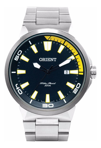 Relógio Masculino Orient Prata Amarelo Mbss1197apysx