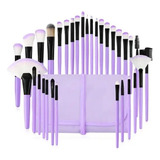 Kit 32 Pincéis Pinceis Maquiagem Profissional Roxo Estojo Cor Violeta