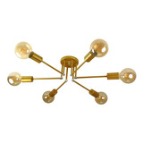 Lustre Para Sala Tubic 6 Plafon Dourado - Moderno