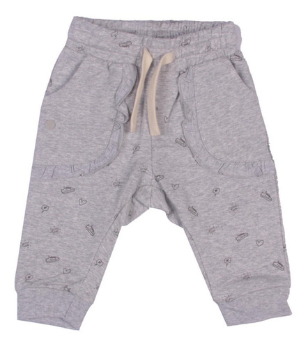 Pantalón Buzo Bebe Niña Gris Claro Pillin