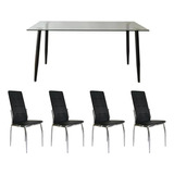 Set De Comedor Mesa Iriarte 160cm + 4 Sillas Viena Negras