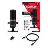 Micrófono Usb Gaming Hyperx Duocast Iluminación Rgb Color Negro