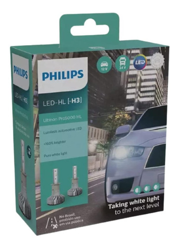 Par De Lâmpadas De Led Ultinon Philips Pro5000 6.000k 12v
