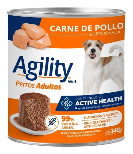 Alimento Humedo Agility  Perro Adulto  Pollo  Lata 340 Grs