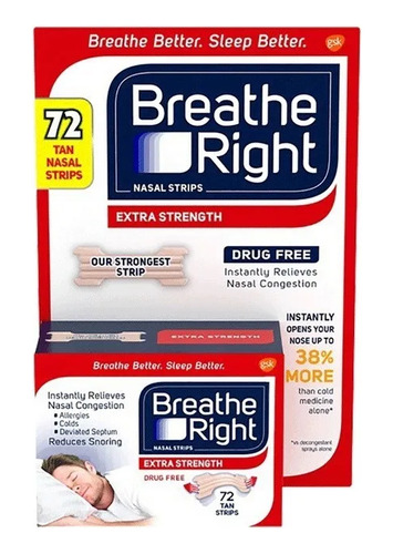 Breathe Right Tiras Nasales 72 Unidades Disminuye Roncar