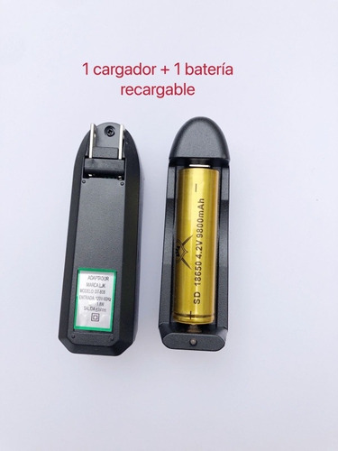 Cargador De 3.7v De Pila Recargable + Batería 18650 9800mah
