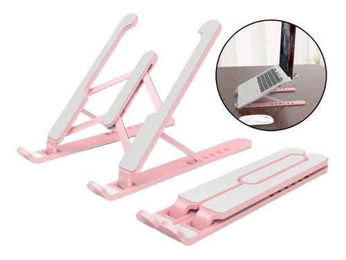 Soporte Base Notebook Tablet Plegable Escritorio. Color Rosa