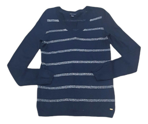 Suéter Tommy Hilfiger De Mujer Extra Chico Azul Con Plateado