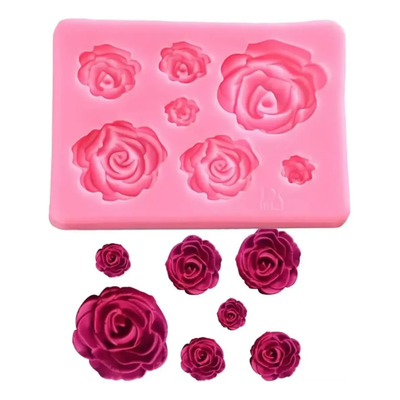 Molde De Silicona Para Fondant Con Forma De Rosa Y Peonía | Envío gratis