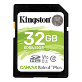 Tarjeta Sd Kingston Canvas Select Plus Clase 10 U1 32gb