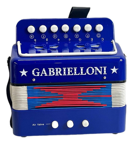 Acordeon Infantil Gabrielloni 7 Botones Y 3 Bajos, Azul