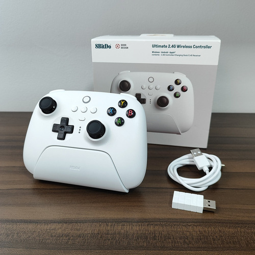 Controle 8bitdo Ultimate Wireless 2.4gh Branco Alps Com Dock