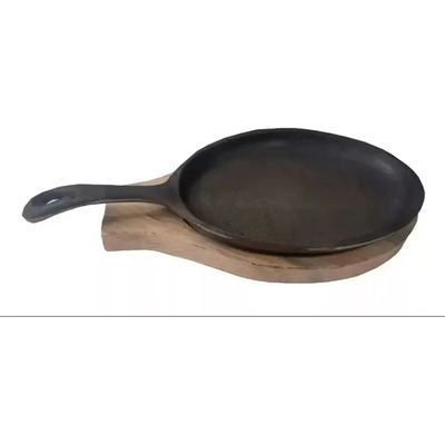 5 Sartén Comal Hierro Fundido Ovalado Con Mango Azar Carnes  | Meses sin interés