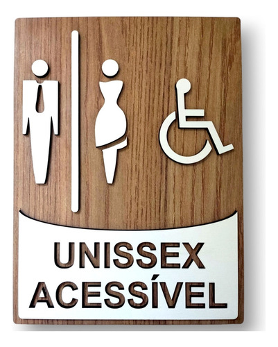 Plaquinha Para Banheiro Acessível Wc Sanitário Pcd Mdf 3mm Unissex Acessível
