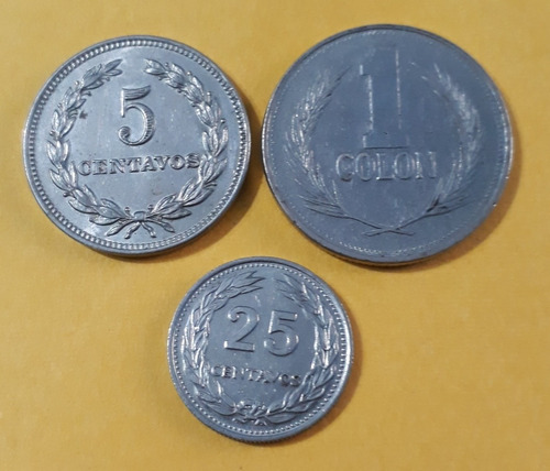 Lote X 3 Monedas El Salvador Incluye 1 Colon 1991. Usadas 