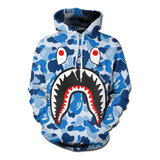 Capucha Sudaderas Ape Jovenes Para Con Bape Shark Estampados