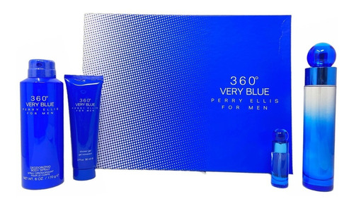 Perry Ellis 360 Very Blue Set De 4 Pz Con Mini Para Hombre 