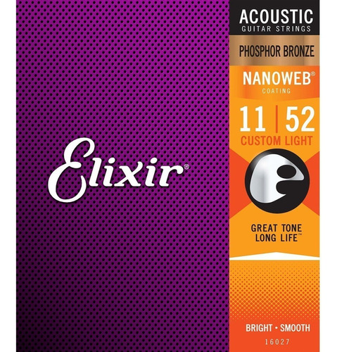 Encordoamento Violão Elixir 011 16027 Extra Light Phosphor B