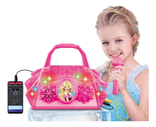 Microfone Bolsa Brinquedo Menina C/ Som Luz Conecta Celular