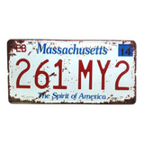 Placa Carro Antiga Vintage Retro Decoração Massachusetts