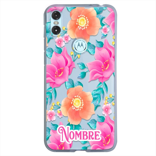 Funda Motorola Flores Rosas Personalizada Con Tu Nombre