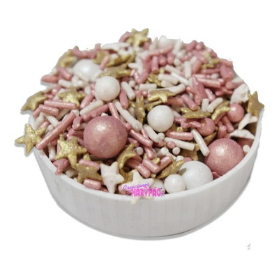 Granillo Perla Comestible Confeti Rosa Dorado Mix Rose Gold | MercadoLibre
