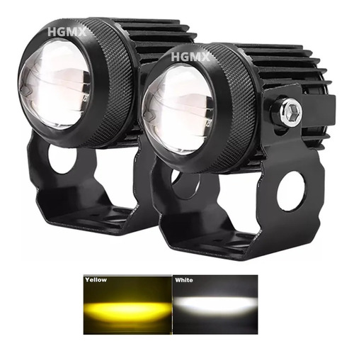 Par Faro Led Lupa Moto Exploradora Auto Laser Estrobo Blanco