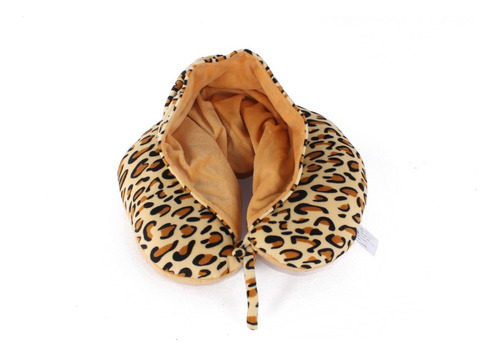 Almohada Cuello De Viaje Animal Print Con Capucha Para Niños