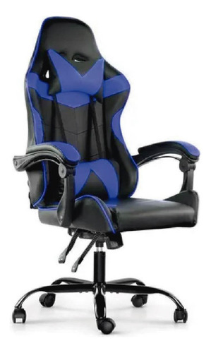 Silla Gamer Consola Ergonómica Reclinable Respaldo Alto Color Azul/negro Material Del Tapizado Cuero Sintético