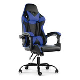 Silla Gamer Consola Ergonómica Reclinable Respaldo Alto Color Azul/negro Material Del Tapizado Cuero Sintético