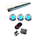 Kit Iluminação Piscina 3 Led Aço Inox + Cascata Com Led 80cm