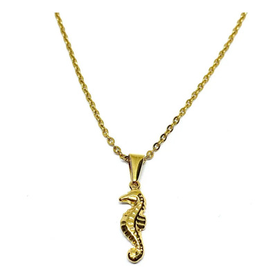 Pm Collar De Acero Inoxidable Dorado Con Caballito De Mar