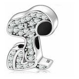 Charm Snoopy Con Cristales Swarovski Plata S925