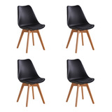 Set De 4 Sillas Relan Eames Tulip Negras